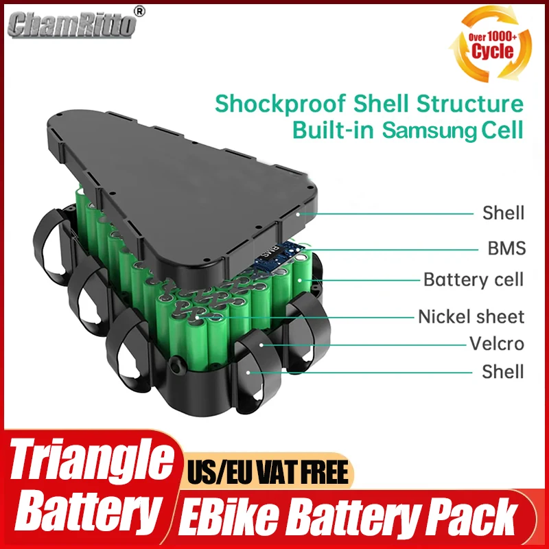 E-bike 72V 60V 30ah 40ah 50ah 60ah Batteria Triangolo 18650 Cell 36V 48V 52V E-bike Li-ion Batteria 72V 3000W Alta Potenza view 6