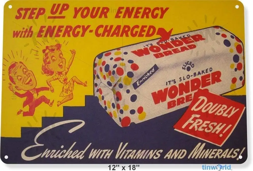 Wonder Bread Energy Decor Art Kitchen Cottage Farm Store Metal Sign Warning , Tinsigneua55704-aluminum