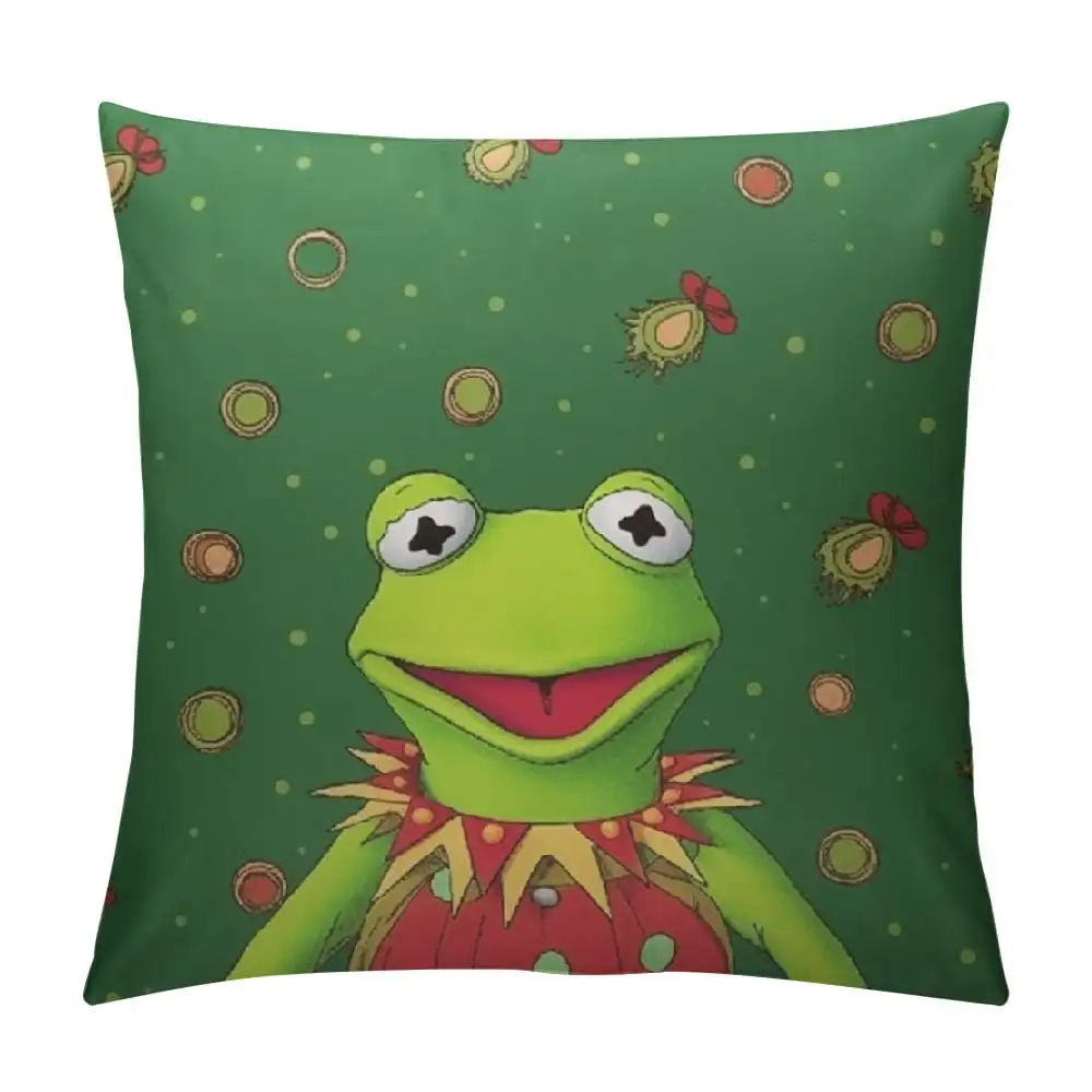 Nawypu  Kermit Cartoon The Frog Anime Pillow Covers Cushion Case Farmhouse Throw Pillowcase for Couch Sofa Bed Decor