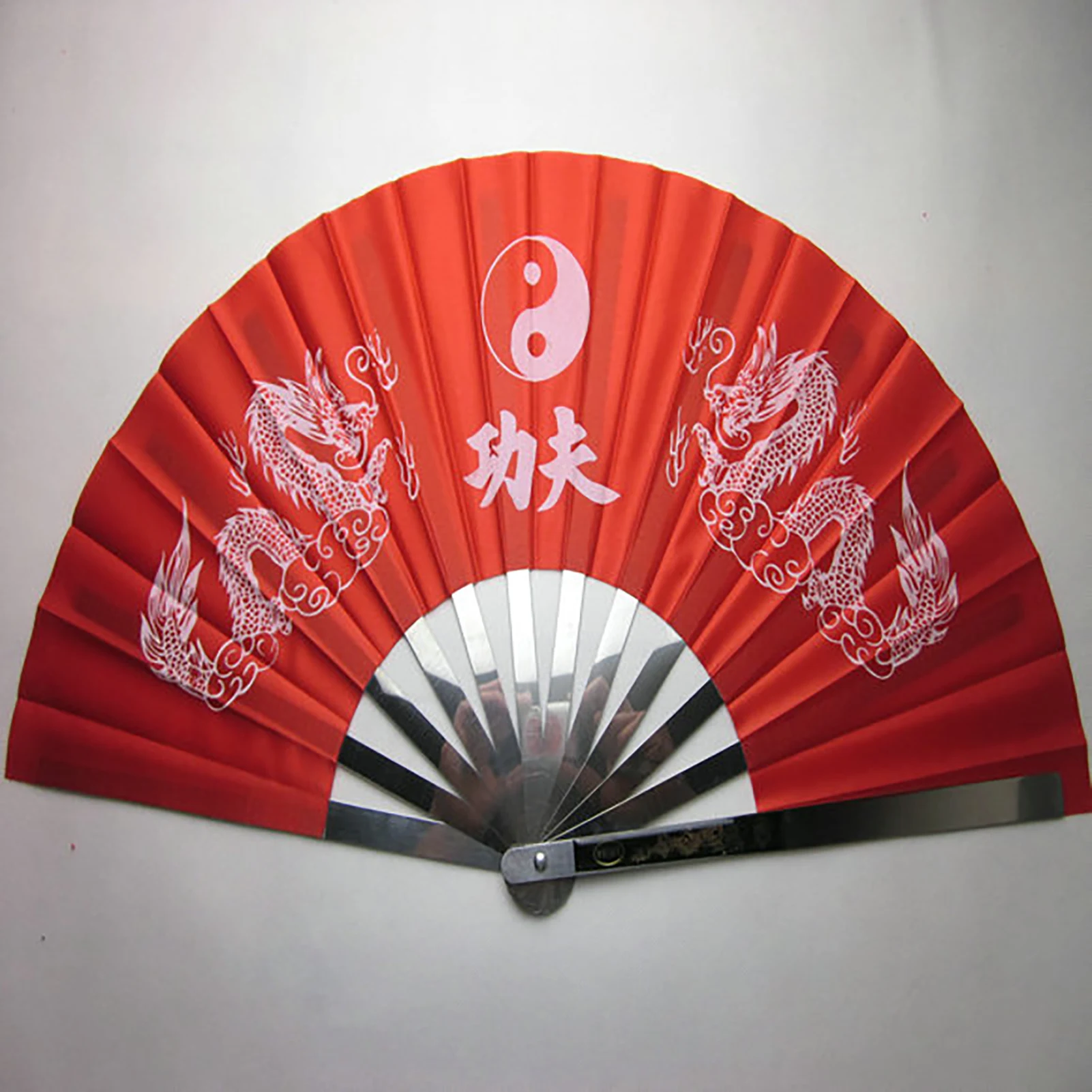 Folding Fan Chinese Kung Fu Fan Stainless Steel TaiChi Fan China Traditional Martial Arts Performance Decorate Fan Home Decor