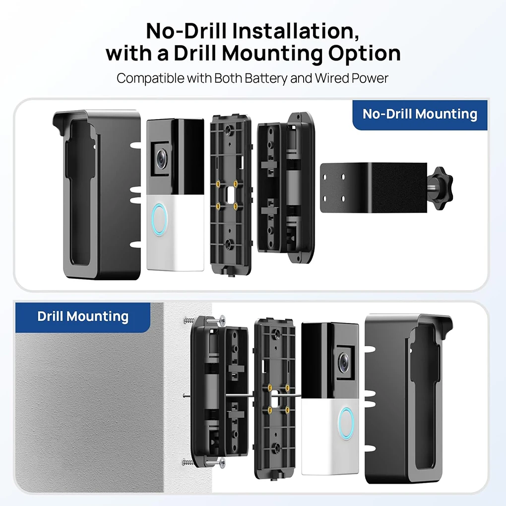 DIY 설치를 위한 금속 조절식 베이스 링 초인종 홀더 금속은 견고하고 내구성이 있습니다