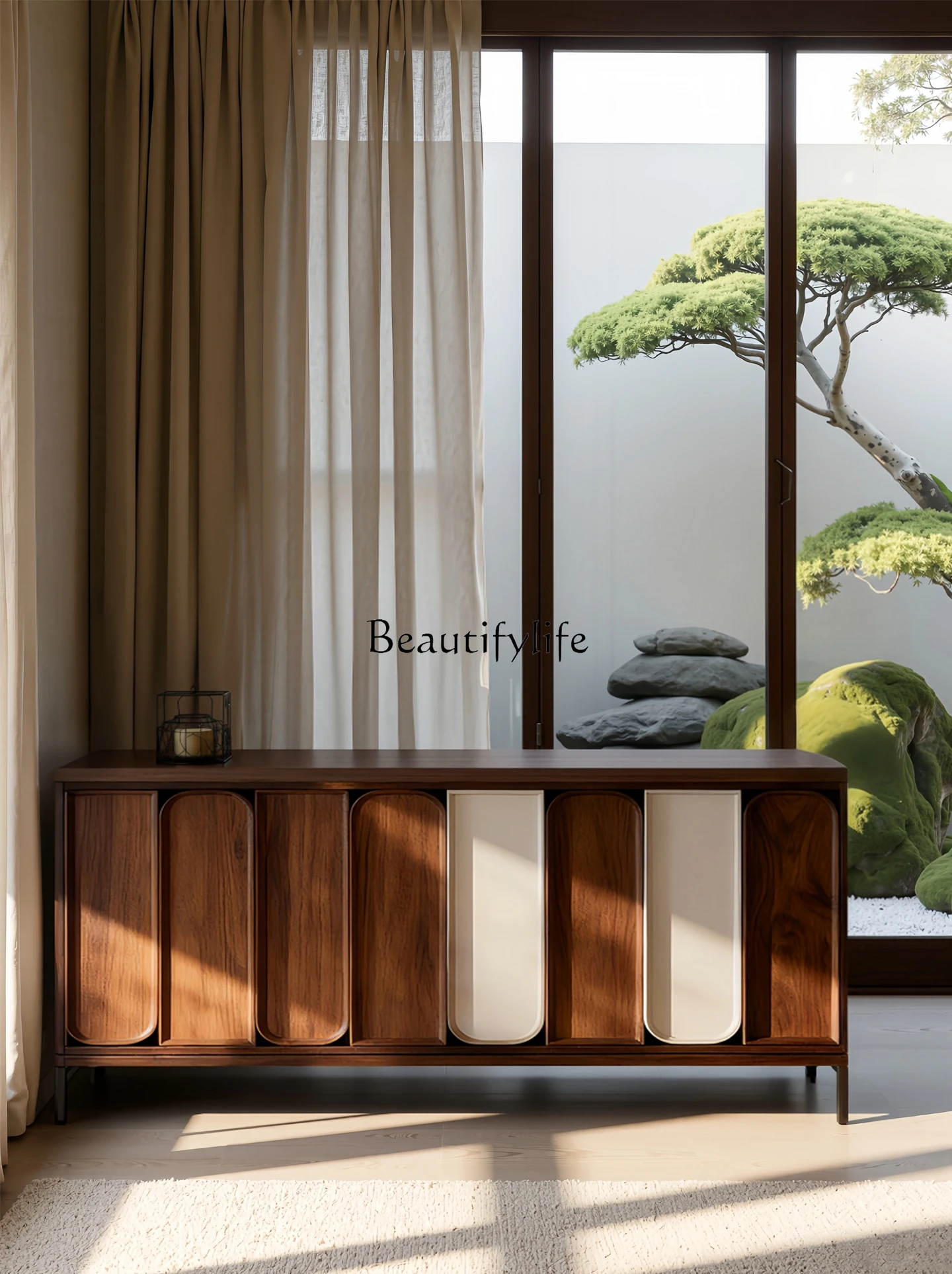 

Solid wood high-end storage cabinet integrated against the wall, high-end entrance cabinet