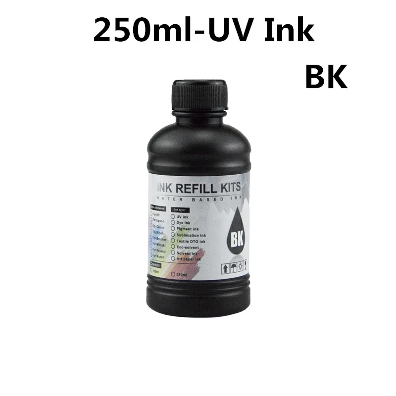 Hard Ink 250ml/Bottle LED UV Ink For DX4 DX5 DX6 Printhead For Epson L800 L805 R1390 R1400 R1410 I3200 1600 Universal UV Printer