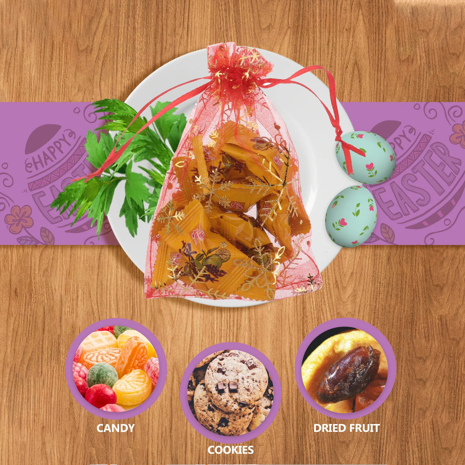 

50Pcs Sheer Organza Gift Bags Christmas Transparent Pouches for Wedding Party Favors Baby Shower Festival Candy Jewelry Red