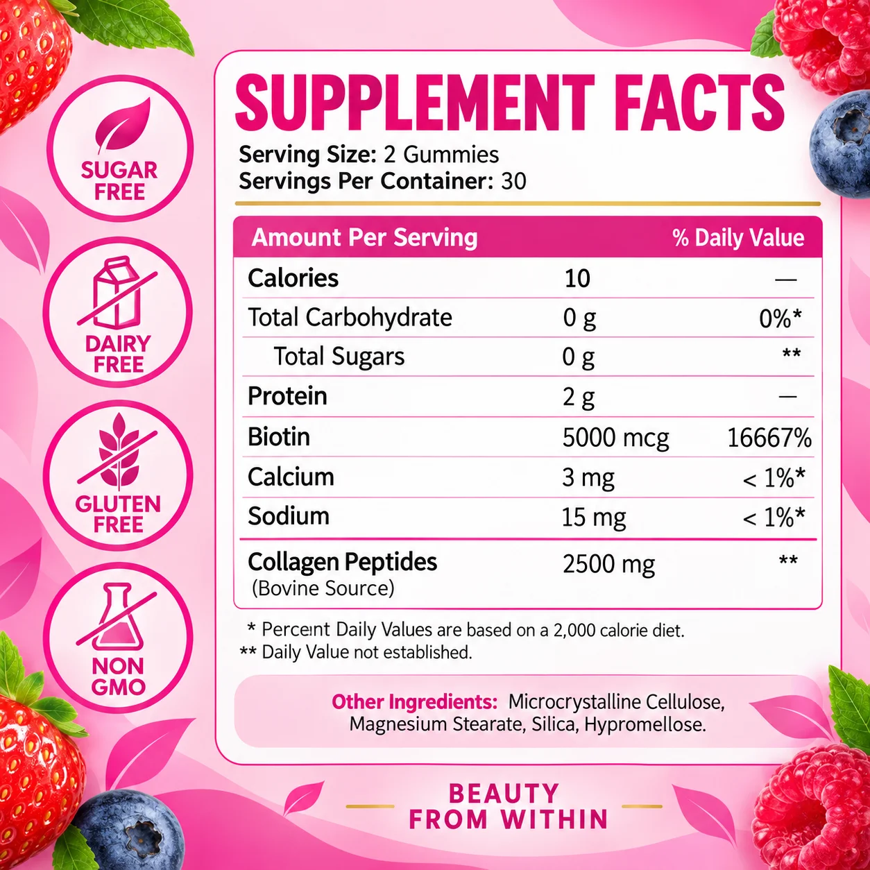 Collagen + Biotin Gummies - Radiant Skin, Supports Cell Regeneration, Reduce Wrinkles, Promotes Collagen Synthesis, Vitality