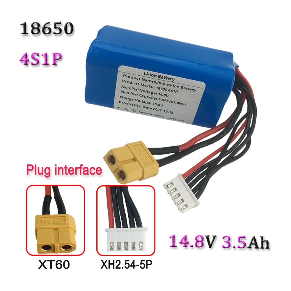 18650 4 s1p 14.8V 3.5Ah batteria ricaricabile agli ioni di litio UAV ad alta capacità per vari quadrotori di aeroplani RC XH2.54-5P XT60