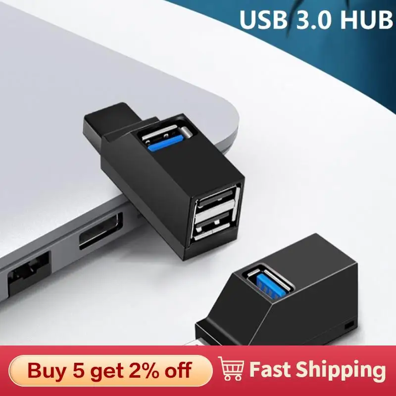 Wireless 3 In 1 USB 3.0 HUB Adapter Extender Mini Splitter Box 3 Ports For Laptop Macbook Mobile Phone High Speed U Disk Reader