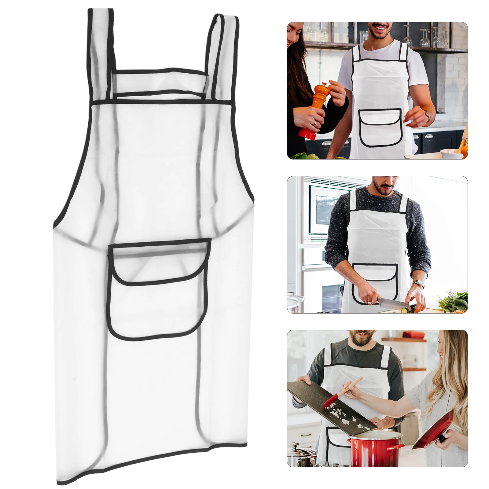 

Oil Proof Clear Apron Heavy Duty Transparent Tpu Apron Cooking Kitchen Cleaning Dishwashing Lab Stylist Reusable
