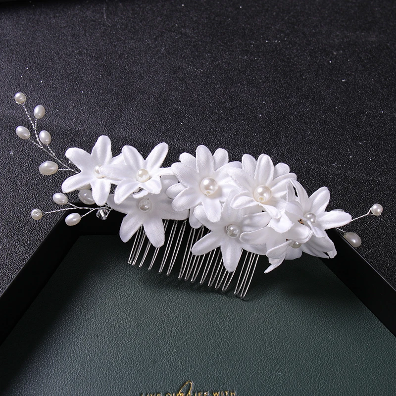 Floralbride Handmade Wired Clear Crystal Rhinestone Flower Wedding Hair Comb Bridal Headdress Hair Accessories Women Jewelry image 4