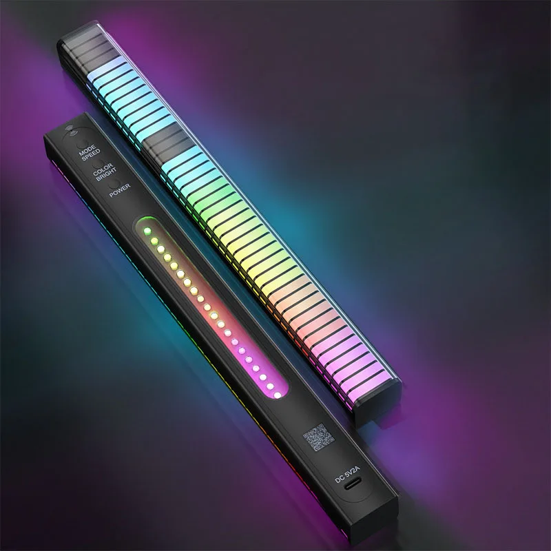 New 3D four-sided pickup music Rhythm light RGB voice-controlled Esports atmosphere light Car APP Bluetooth bar Decoration light