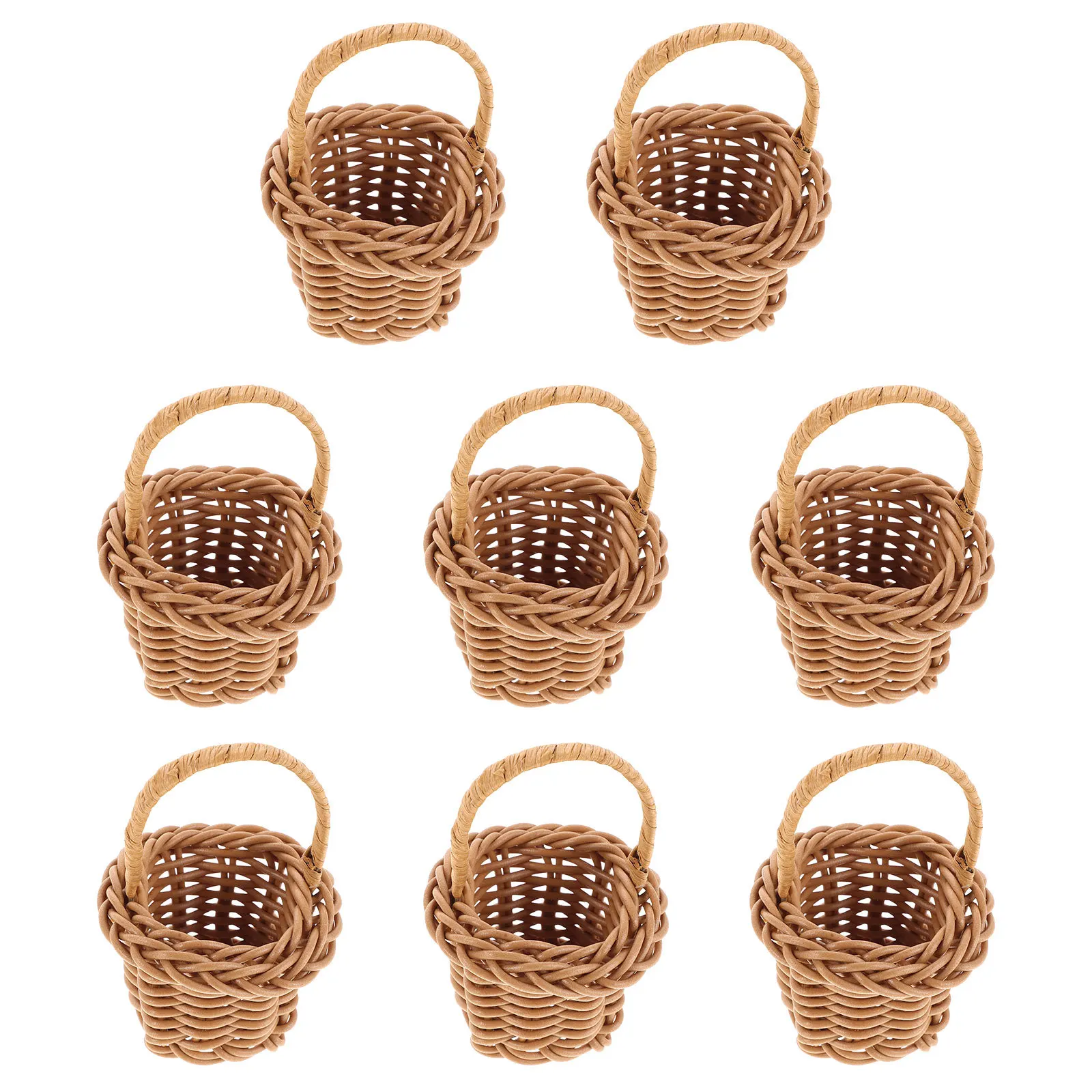 8 قطعة سلال منسوجة صغيرة 3.14X2.36X2.16 في سلة مصنوعة يدويًا من الخيزران للديكور حديقة خرافية لحفلات الزفاف وسطح المكتب