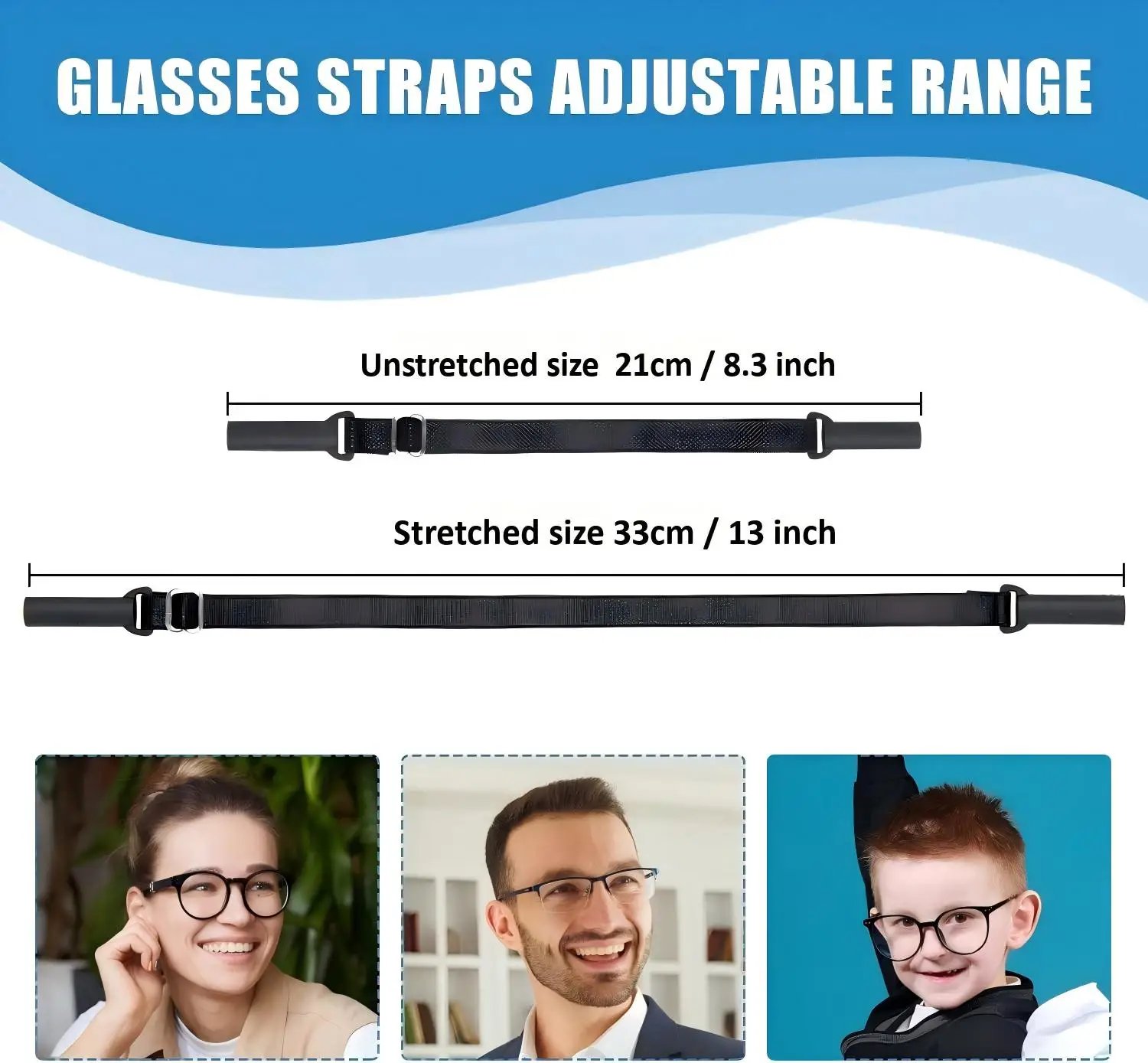 4Pcs Adult Glasses Straps (8.3-13in) - Adjustable Sports Sunglasses Eyeglasses Holder Straps Eyewear Retainers - view 2