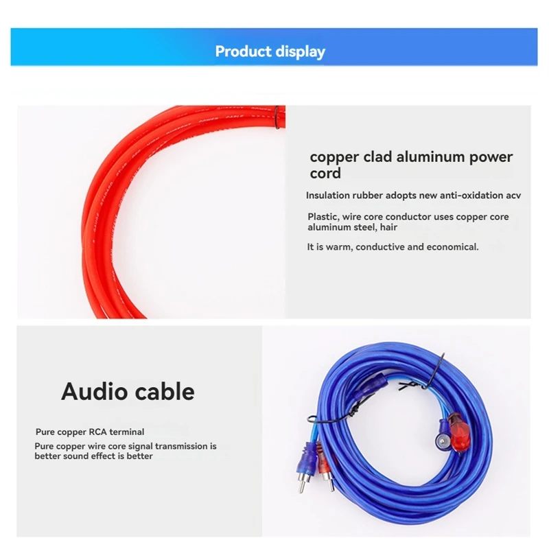 8GA Power Cable Subwoofer Speaker  Car Audio Wire Wiring Amplifier RCA Power Cable Fuse Kit