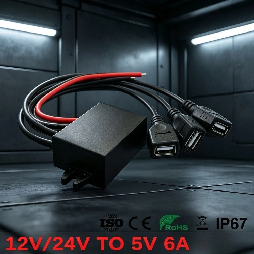 DC DC Converter 12V 24V to 5V 6A 30W Car Power Converters Triple USB Output Car Power Adapter Phone Charger