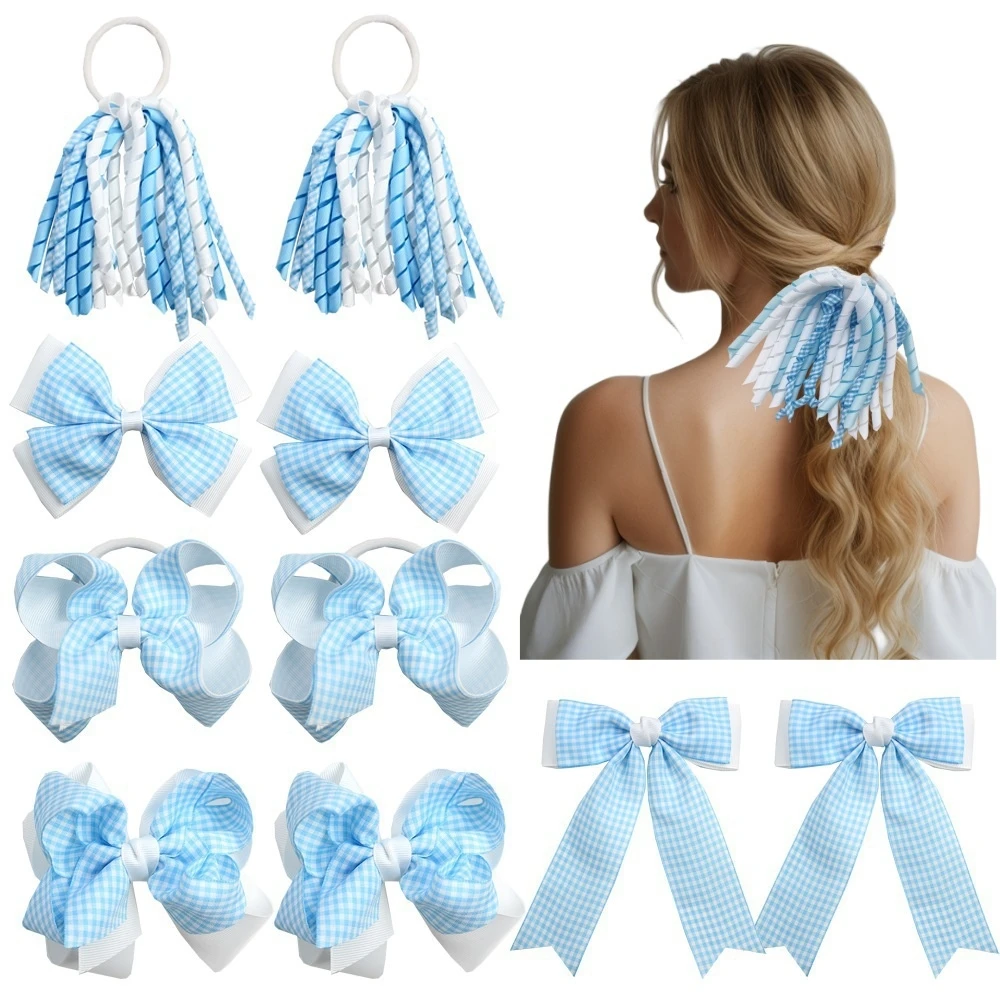 

Girls Bow Hair Accessory Sets Plaid Grid Fabric Bows Fashion Hairpin Headdress British Student College Hair Accessories Sets