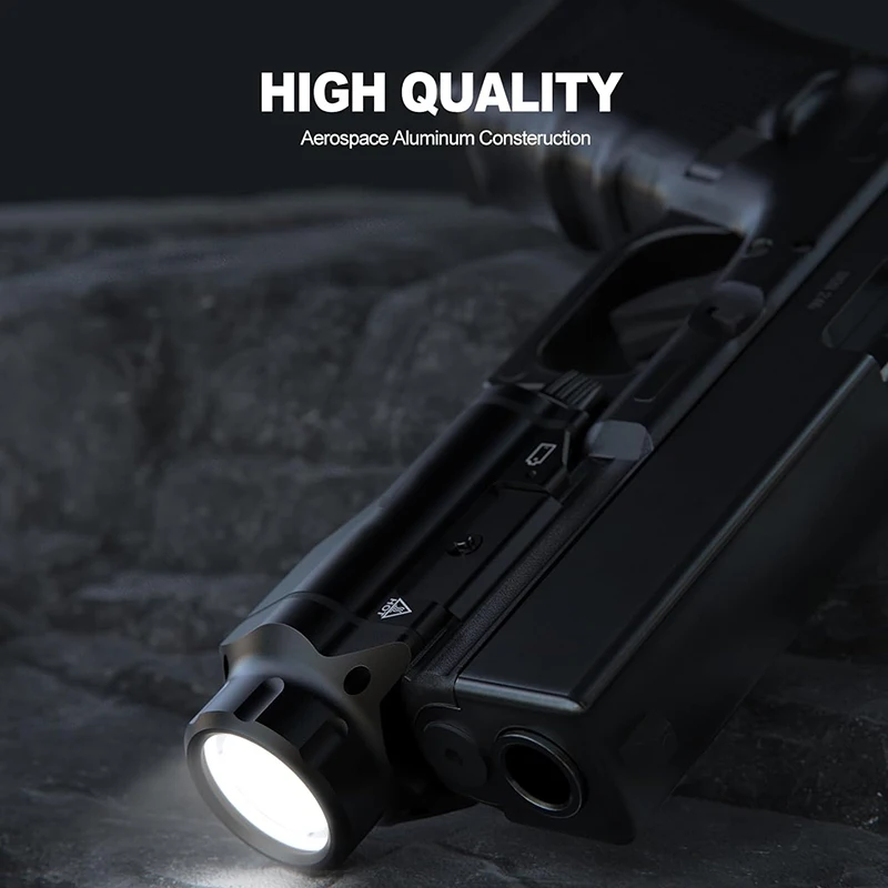 New 1000 Lumen Upgrade LED Pistol Weapon Light Compact Rail Mounted Handgun Tactical Flashlight Rail Locating Keys for Picatinny