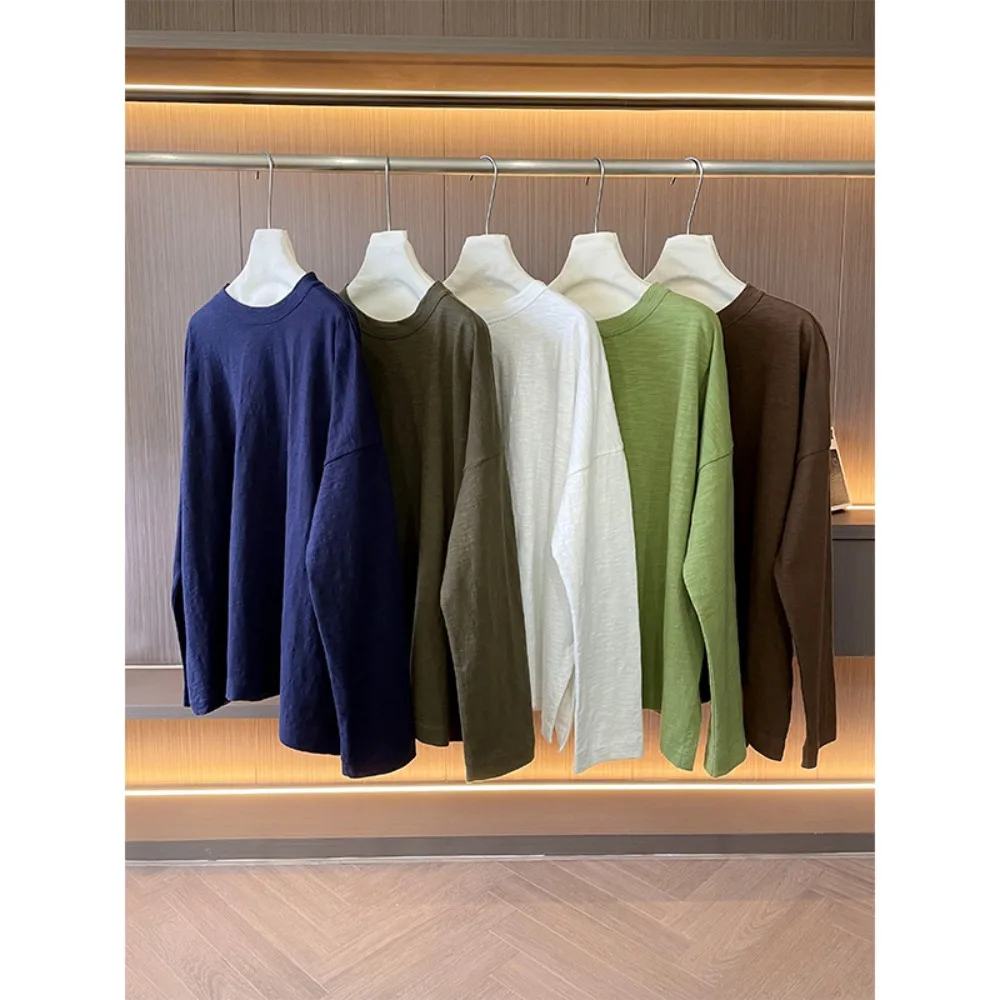 

Embroidered Pocket T-shirt Loose and Fashionable Round Neck Long Sleeve Top