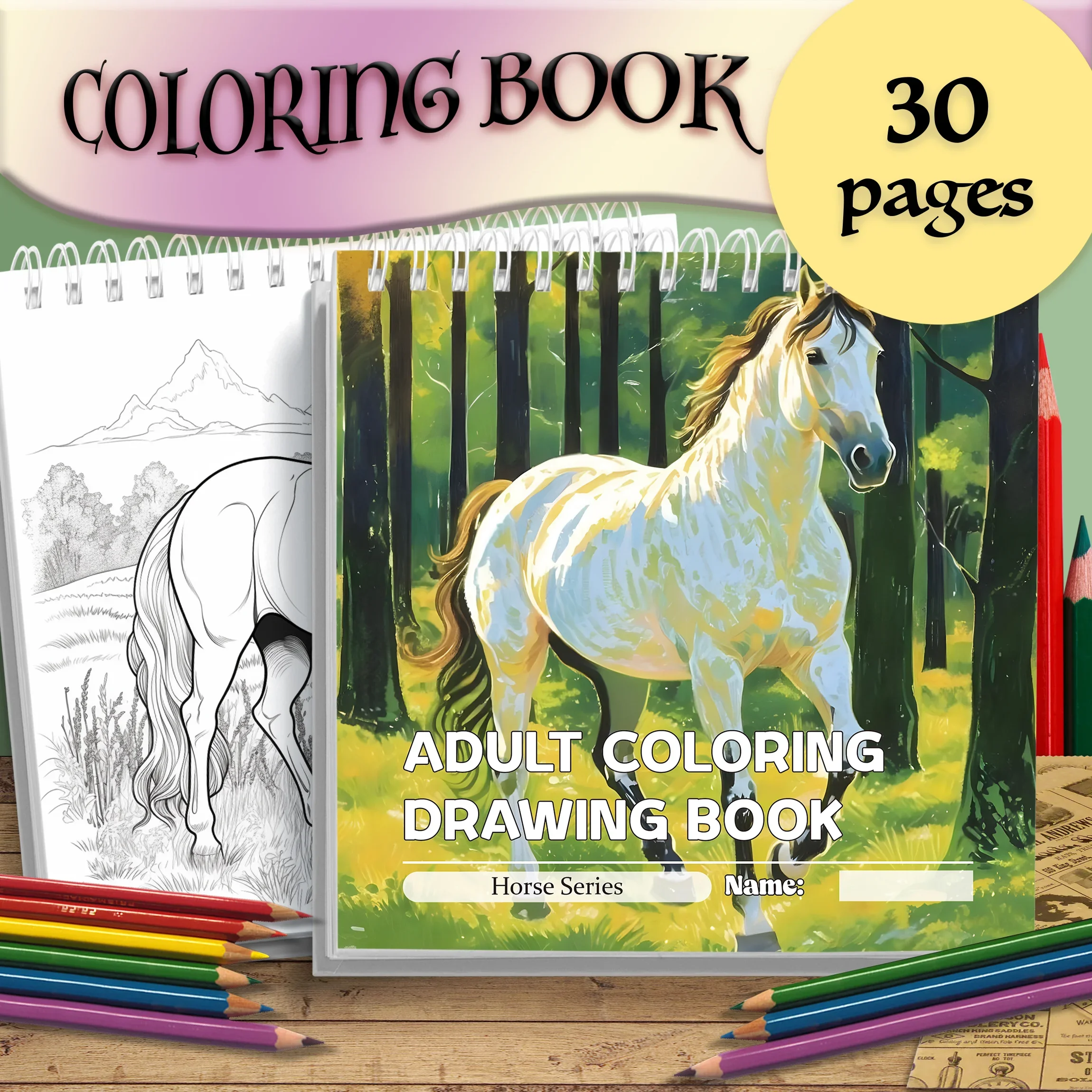 

Adult Animal Coloring Book - with Horse As The Theme, Innovative Imagination, Thick Paper, Give Friends Holiday Gifts