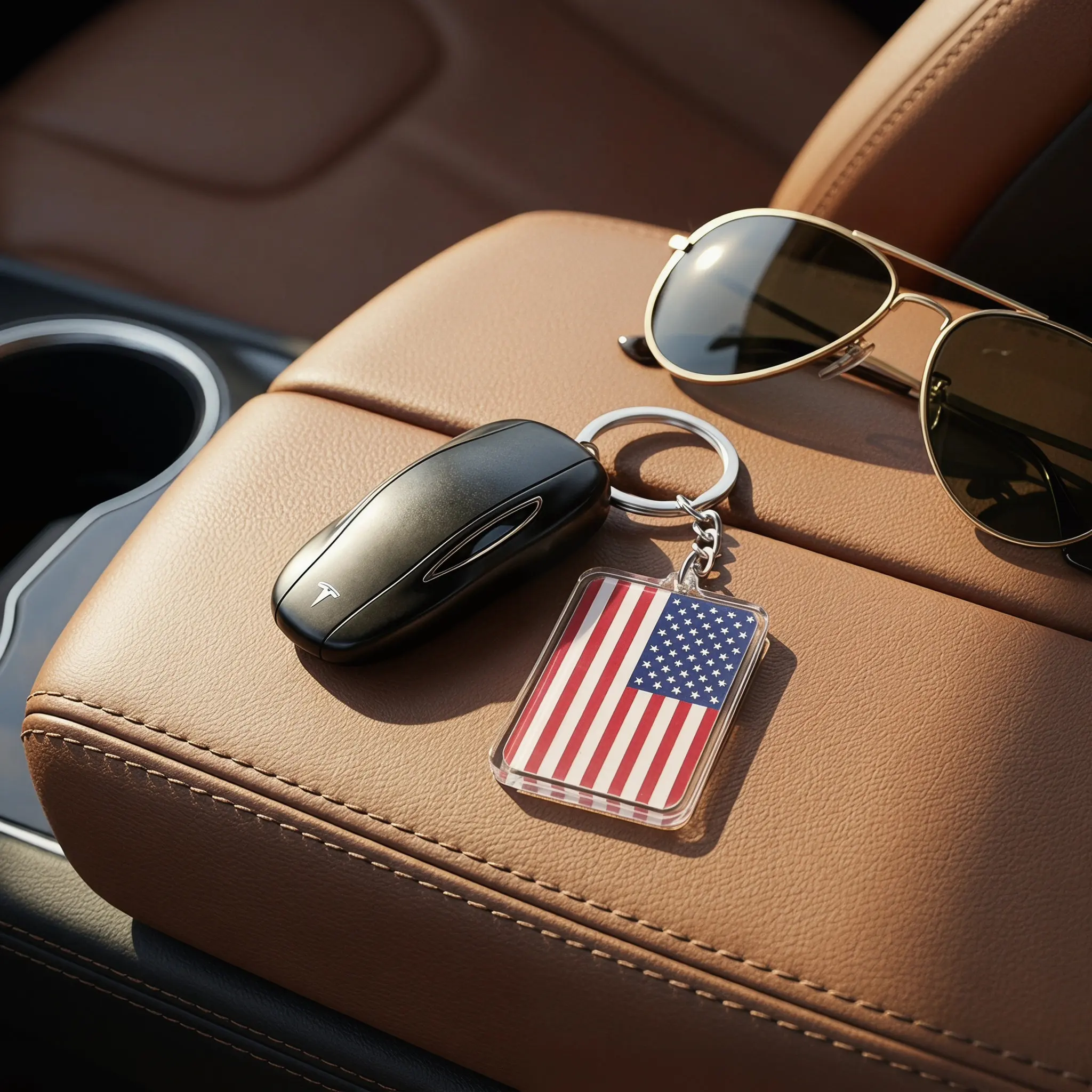 12Pcs American Flag Keychain Independence Day Patriotic Acrylic Souvenir Keyring Car Bag Pendant Decoration Star Souvenirs