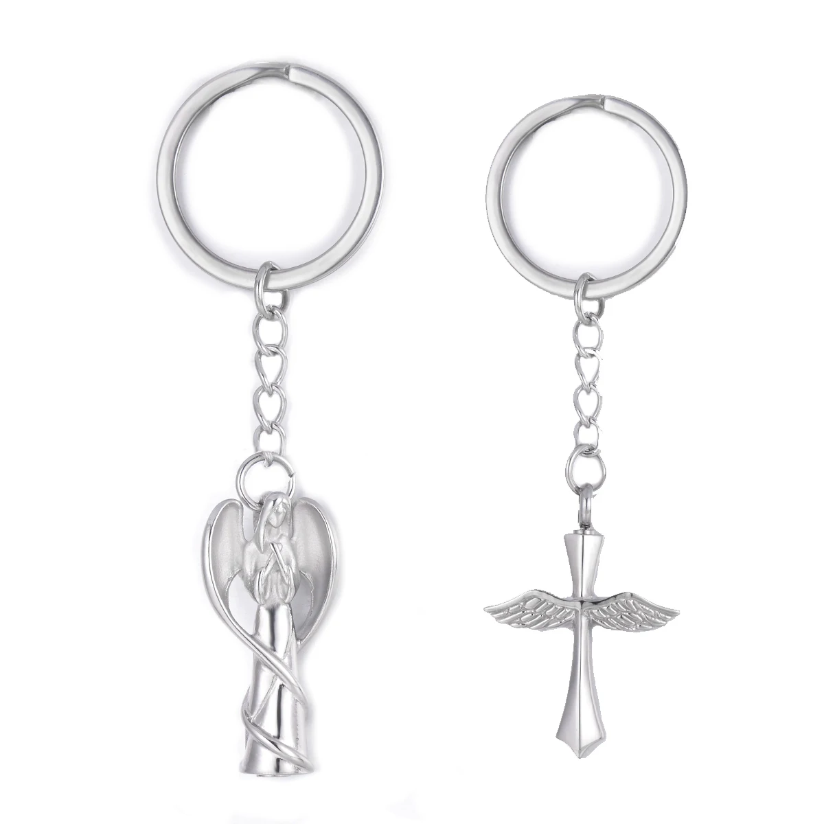 Angel Wing Cross Urn Pendant Stainless Steel Memorial Cremation keyChain Jewelry Accessory Gift Dropshipping