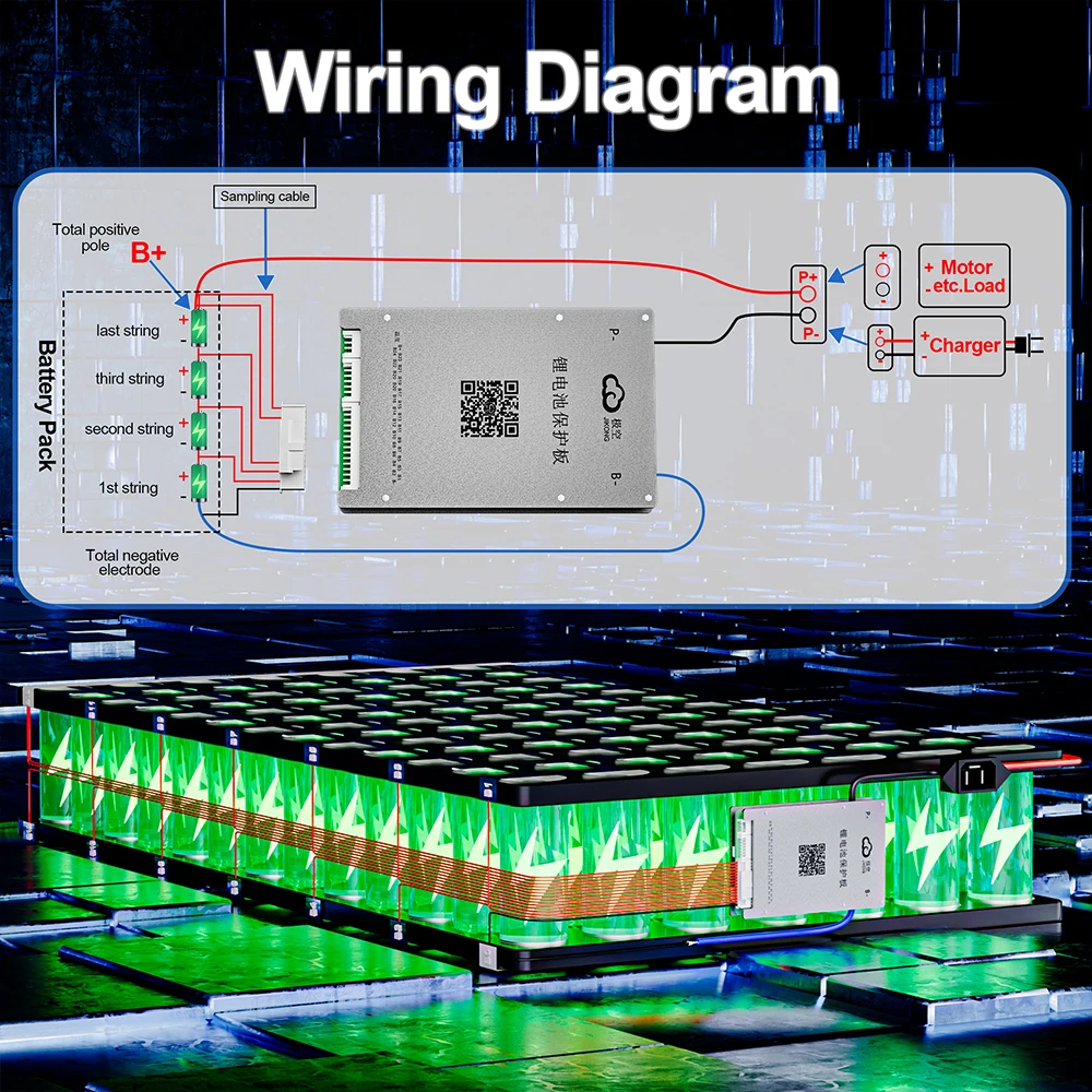 JIKONG Smart BMS B1A8S20P with 1A Active Balance Heat CAN RS485 3S~8S 200A LiFePo4 Li-ion LTO Battery Pack Smart JKBMS