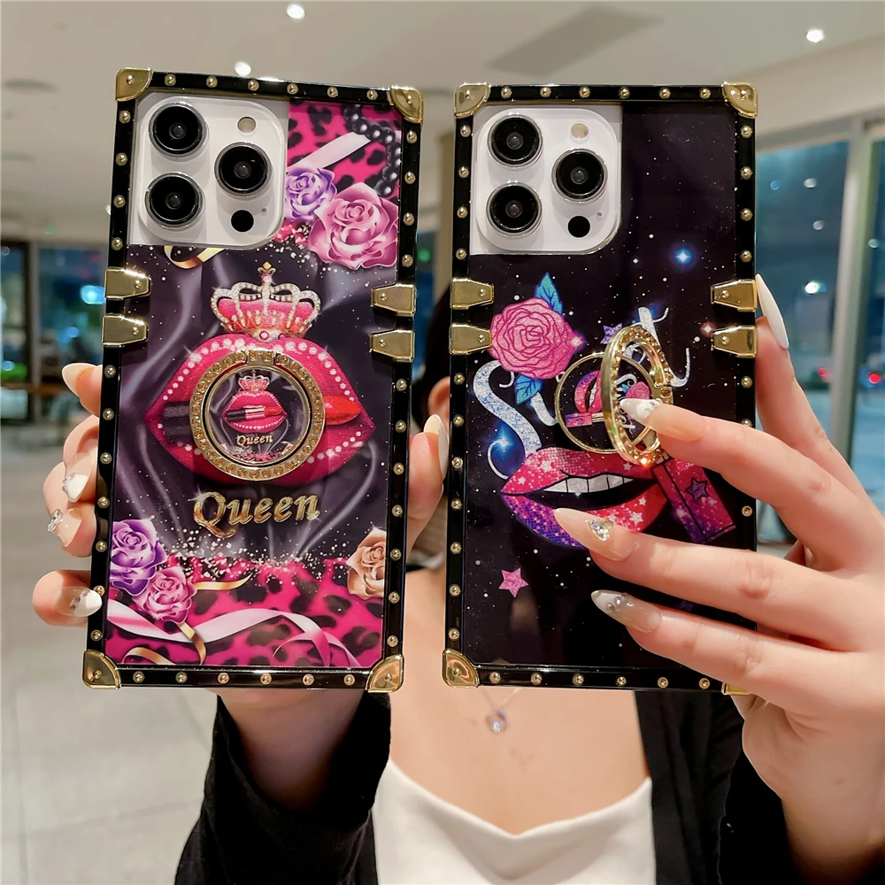 Luxury Smooth Mirror Face Phone Cover For Google Pixel 8 Pro Pixel 6 PRO 6A Rose Crown Lips Case For Google Pixel 7 Pro 7A