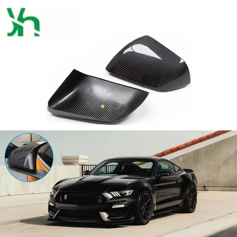 ل 2014 + فورد موستانج مرآة الرؤية الخلفية غطاء ألياف الكربون الجانب مرآة قذيفة الإطار ملصق ألياف الكربون الوفير نوع