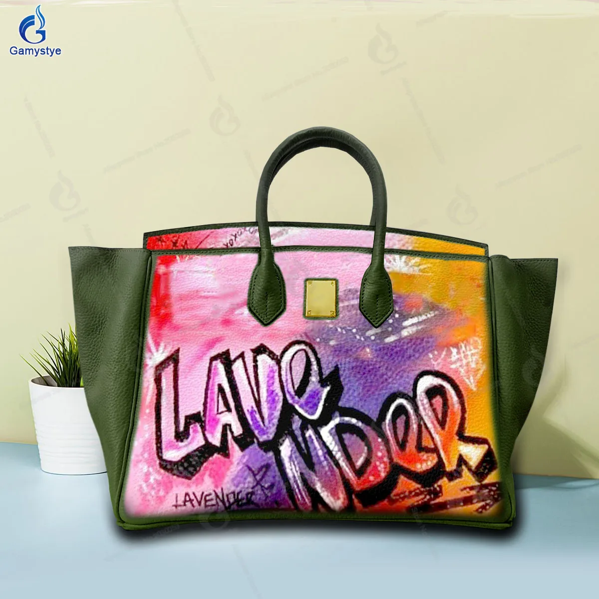 Street Artisc Hand Draw Graffiti English LAVE Bags Female designer handbags high quality Messenger Shoulder Bag Genuine Leather