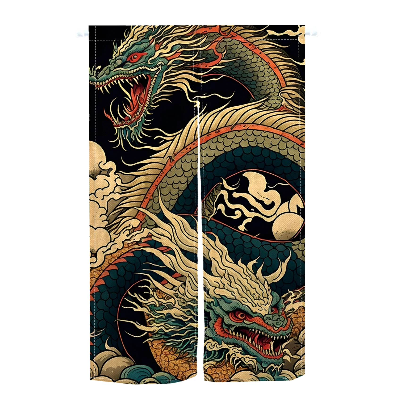 Red Dragon Japanese Noren Curtain Kitchen Bedroom Bathroom Cafe Izakaya Partition Half Curtains Home Decor Linen Doorway Curtain