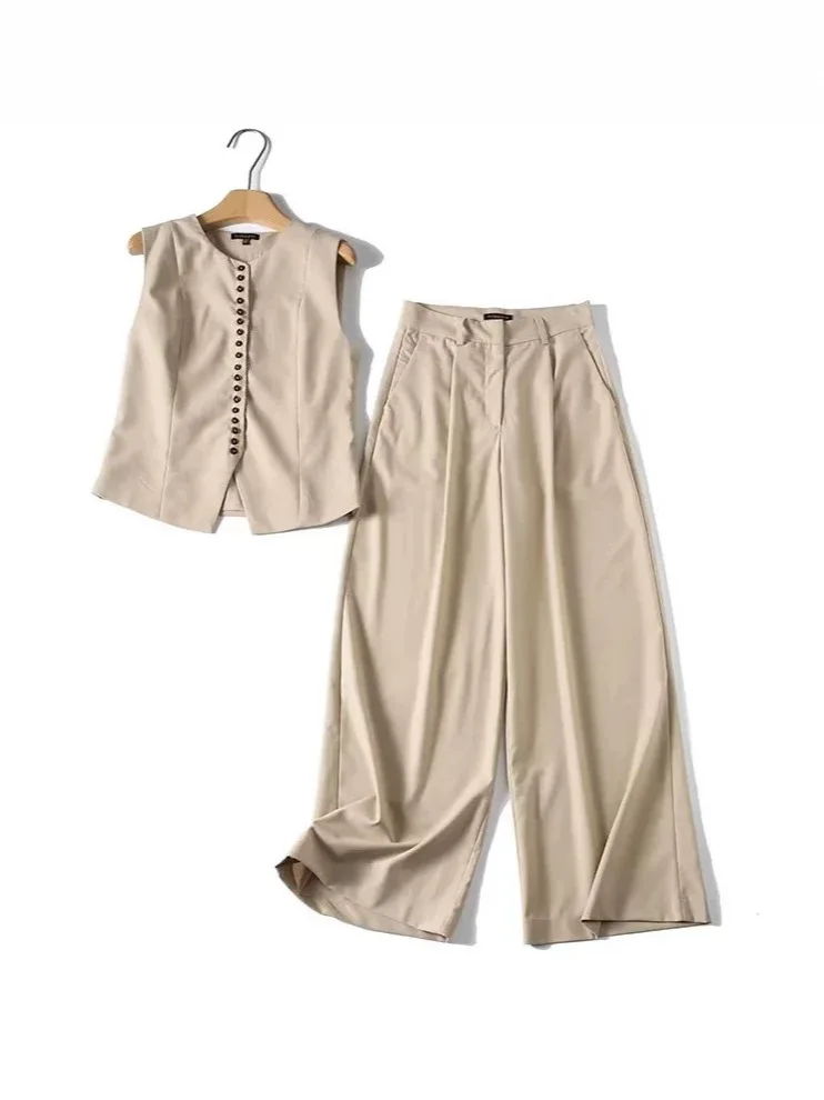

Withered Women's Temperament Sleeveless Vest Vest Vest Vest Casual Pants Set Woman Clothes Pant Sets New Two Piece Set Women's