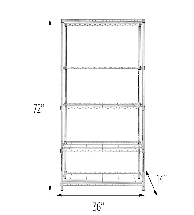 5 أرفف رف تخزين عالي التحمل قابل للتعديل، رف سلك منظم فولاذي للمطبخ، متعدد الوظائف، قابل للطي