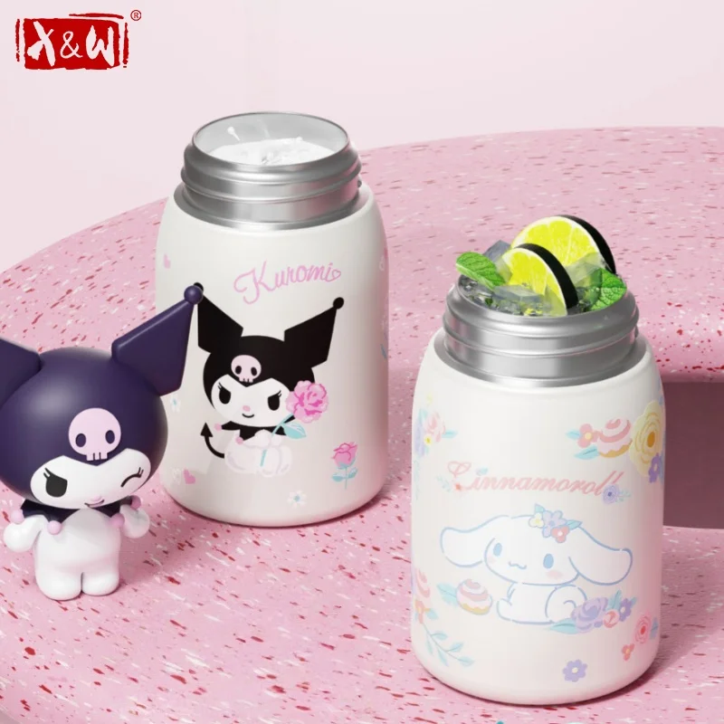 X&W for Sanrio 220ML Thermos Cups Cartoon Mini Vacuum Flask Stainless Steel Coffee Milk Water Cups Keep Hot＆Cold Sports Bottle