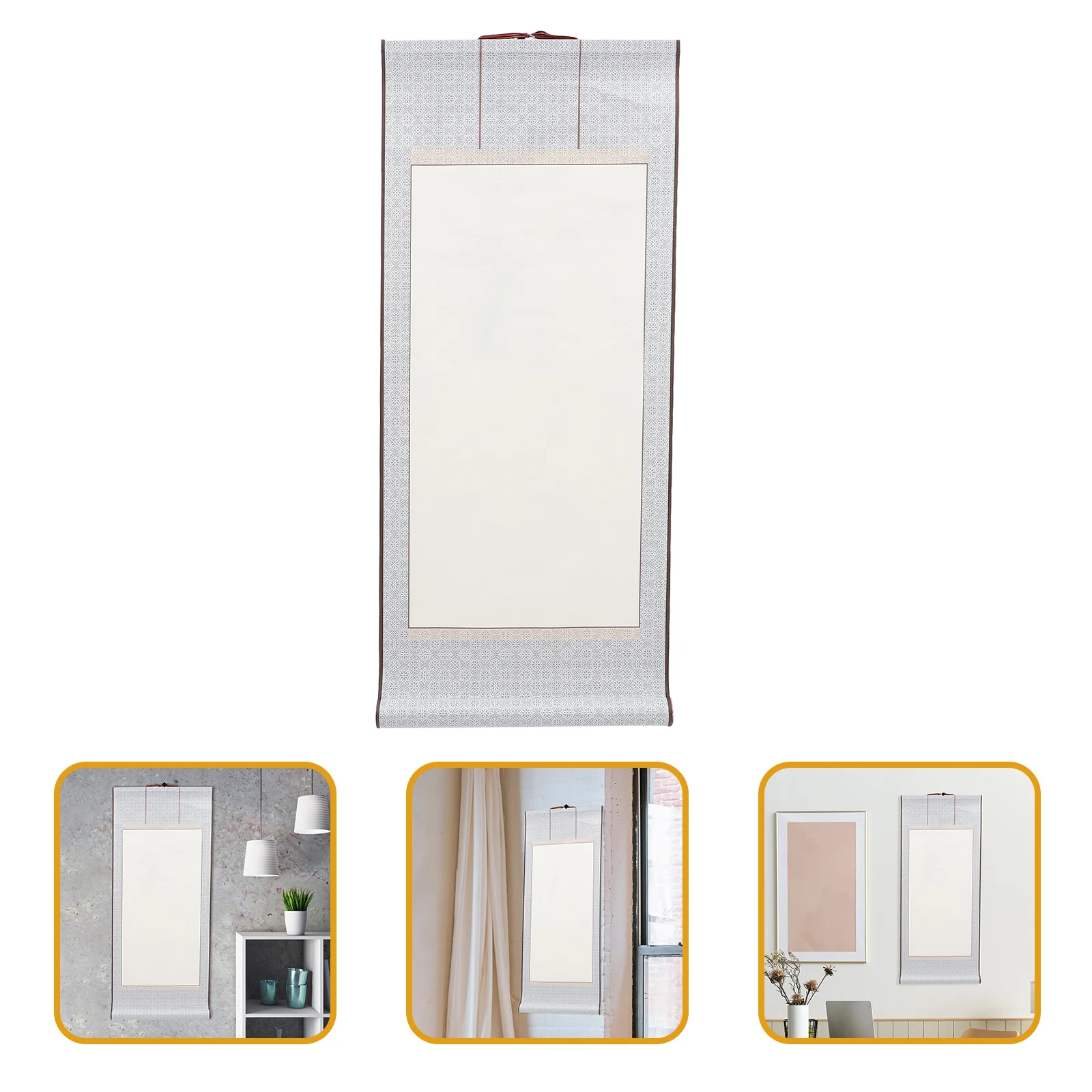 2 Pcs Blank Scroll Calligraphy and Painting Framed Mini Book Hanging Decor Multifunction