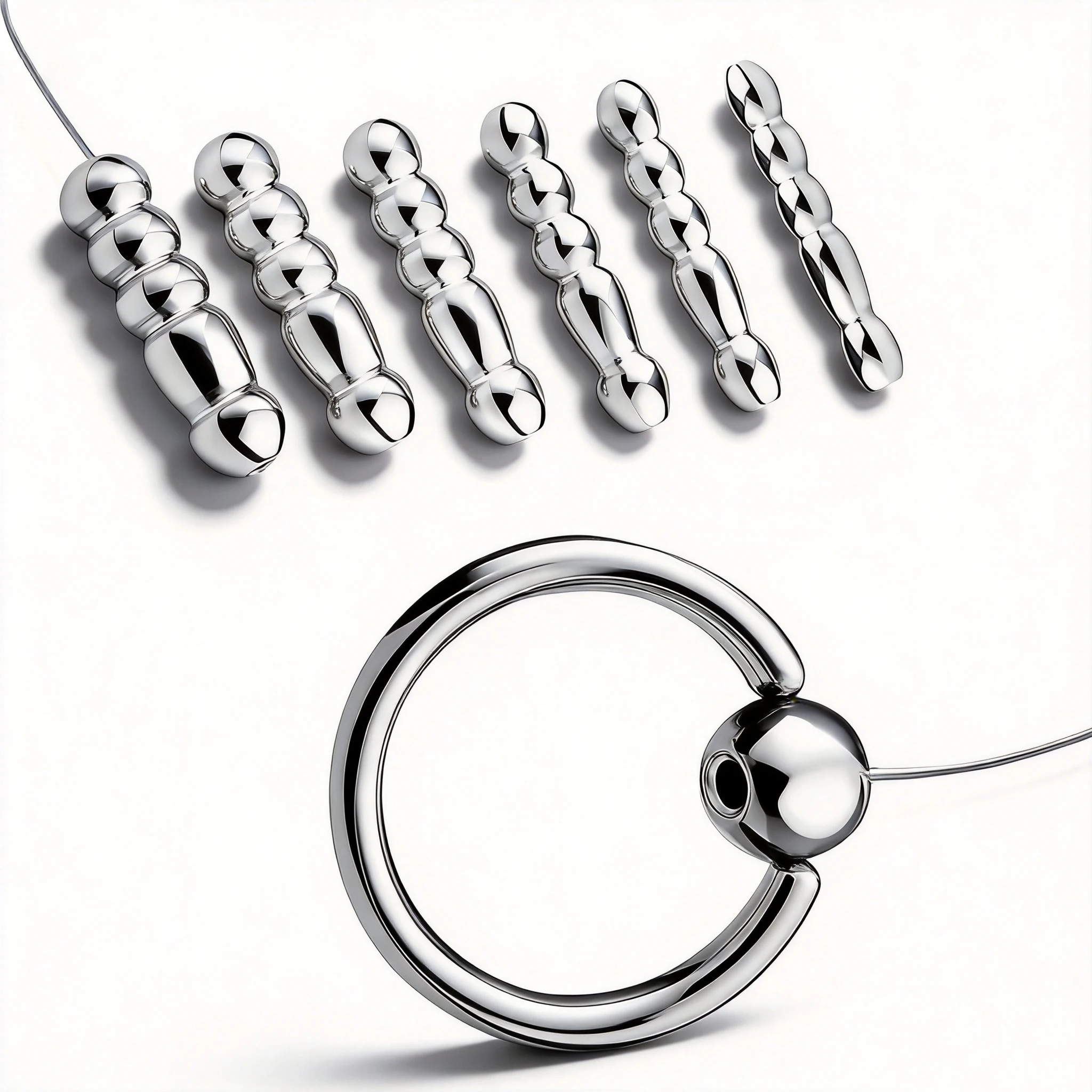 Beads Steel Penis Sounding Plug with Pull Handle Male Chastity Urethral Dilators Sex Toys Masturbators 18 стимулятор уретры