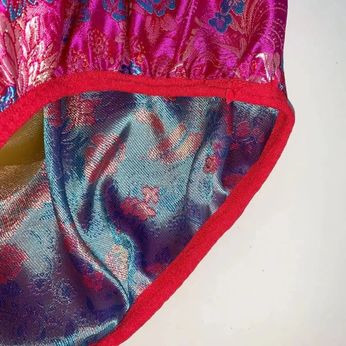 Glossy Floral Print Ice Silk Satin Lingerie Panties Plus Size Underwear Sexy High Waist Briefs