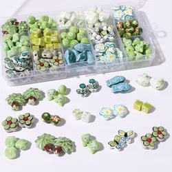 Green Light Colored Ceramic Beads Tulip Butterfly Blocks for DIY Necklace Bracelet Accessories