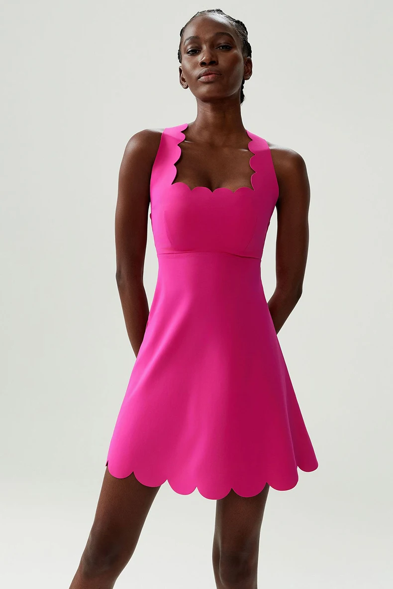 Damen Tennis Yoga Kleid Einfarbig Dehnbarer Weicher Gym-Anzug Atmungsaktiver Laufrock Weiblicher Golf-Kurzrock Sportbekleidung Trainingskleidung – Detail 15