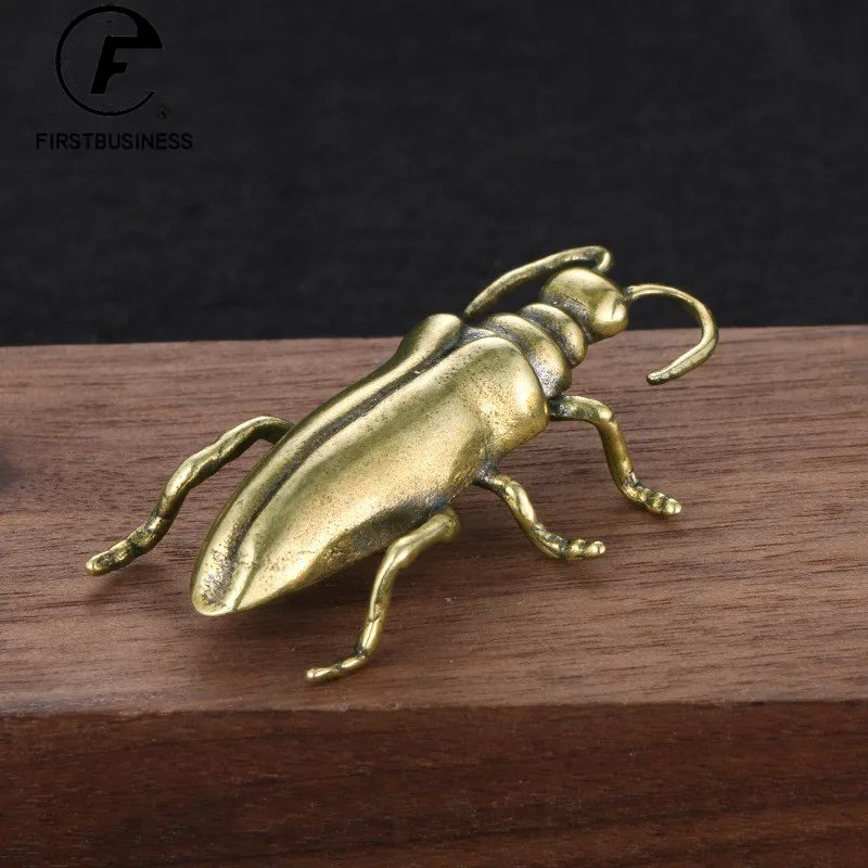 Brass Simulation Animal Beetle Figurine Miniature Desktop Ornament Accessories Funny Table Tea Pet Crafts Retro Home Decorations