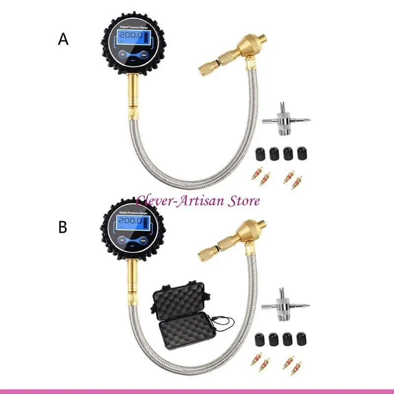 E06B Máy đo áp suất lốp kỹ thuật số 200 psi 4 cài đặt cho xe tải xe hơi