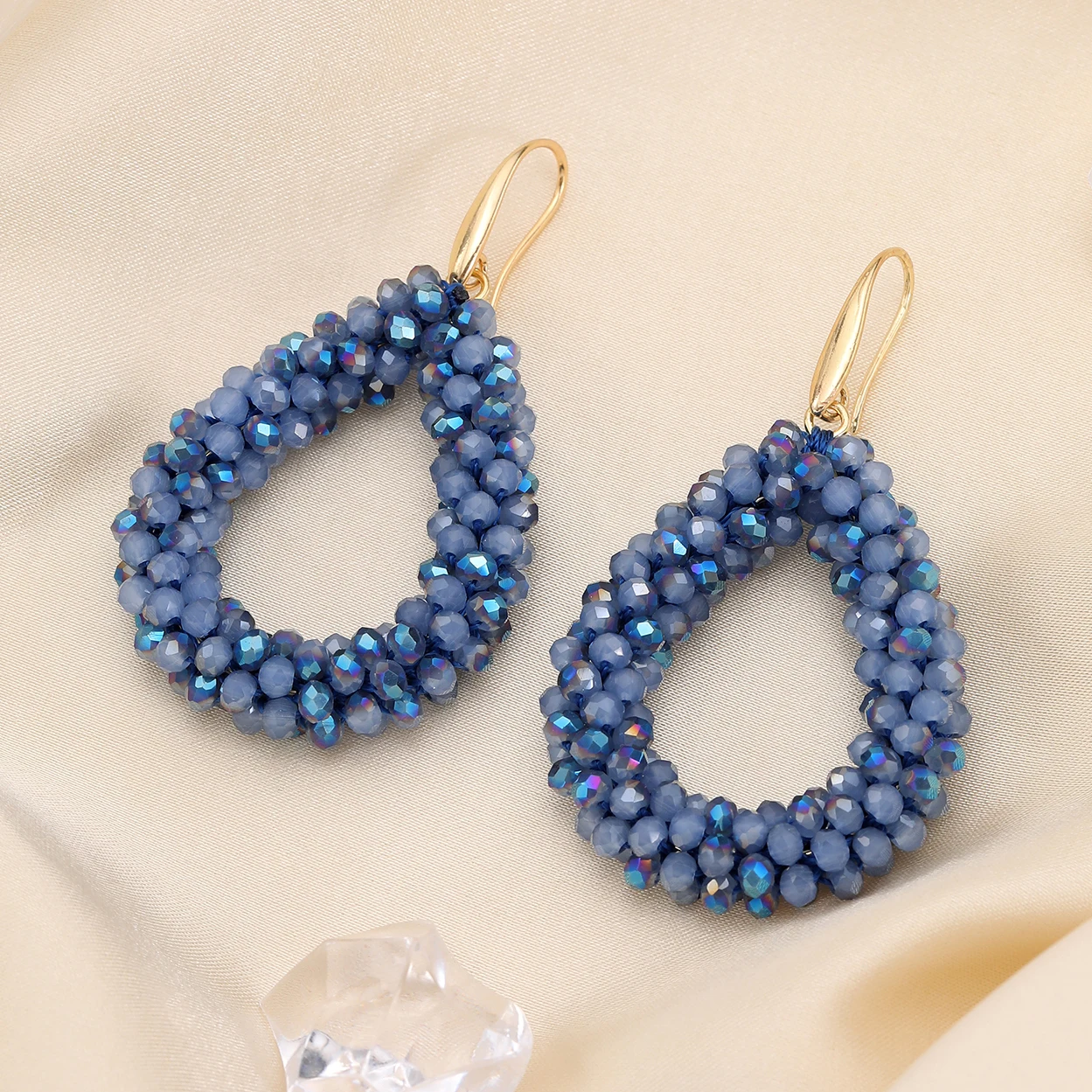 INKDEW Mischfarbe Große Tropfen Ohrringe Bunte Perle Handgemachte Threading Kristall Ohrringe für Frauen Geschenk Wasser Tropfen Schmuck EA004