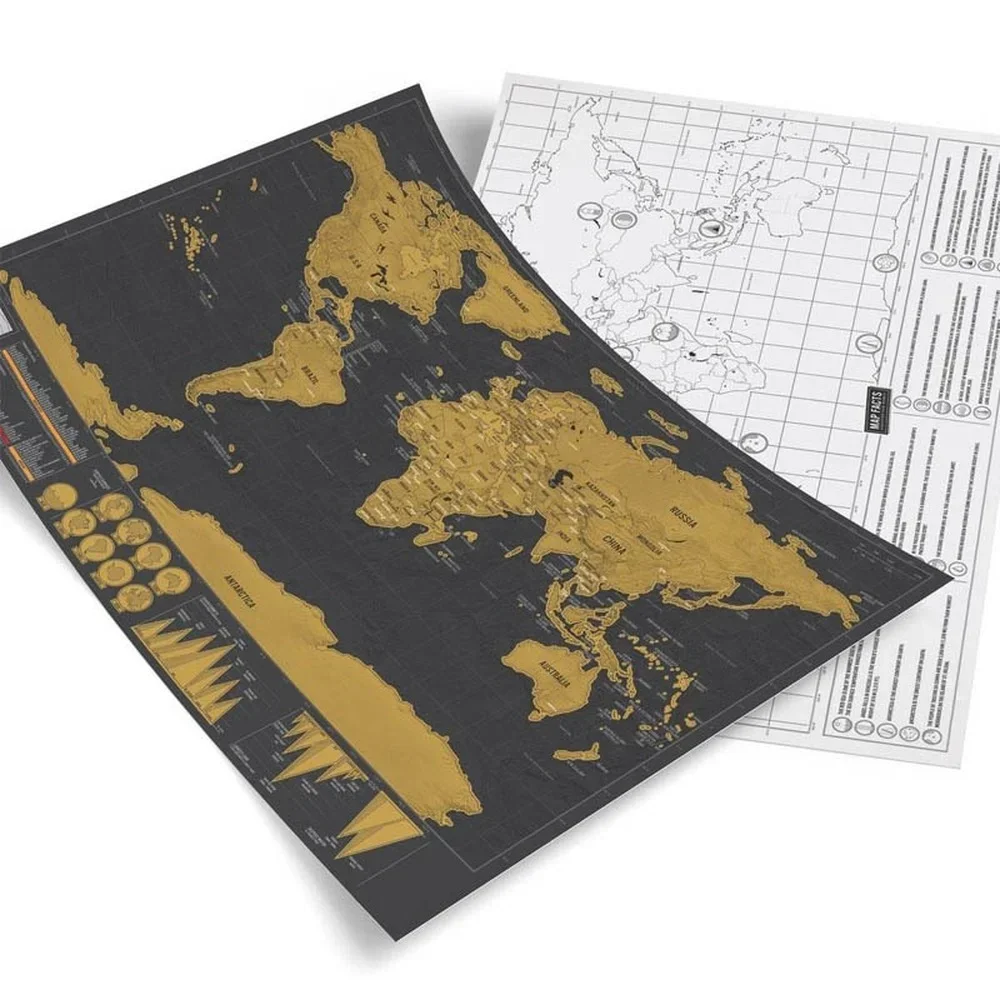 Best selling Amazing Globel Scratch Maps - Gifts for Travelers Deluxe Gold Scratch Off Layer Visual Travel Scratch Off Maps a1