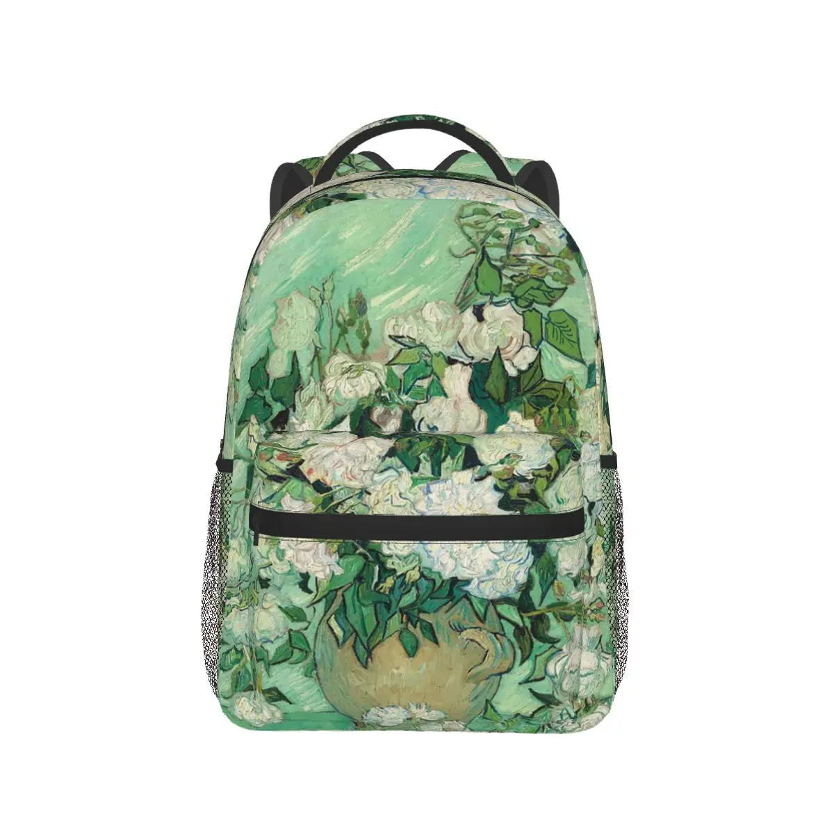 

Oil Art Green Vase Floral Backpack Hot Sale Daypack Large Capacity Boys Girls BookBag School Bag Shoulder Bags for Men Women