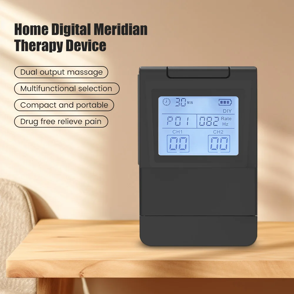 Rechargeable Tens Unit Machine Pulse Electric Massager Muscle Stimulator Digital Massage Electric Meridian Full Body Massager