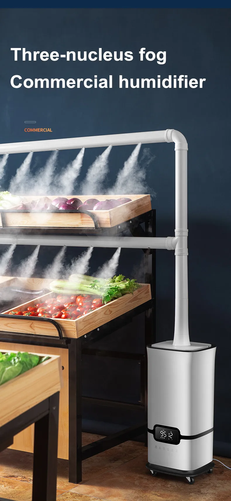 16L 100-240V Industrielle Luft Ultraschall Luftbefeuchter Stumm Kommerziellen Supermarkt Gemüse Nebel Maker Fogger Spray Luftbefeuchter – Detail 25