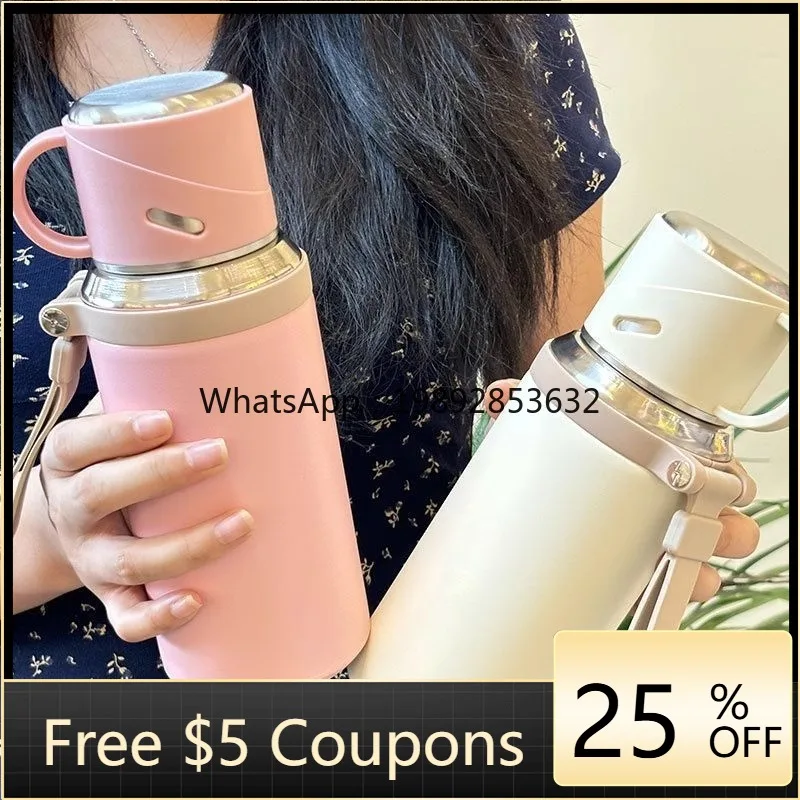 LYY Household Insulated Cup Thickened Large Capacity Stainless Steel Water Cup Student Portable Kettle Korean Lid Dual-use Pot
