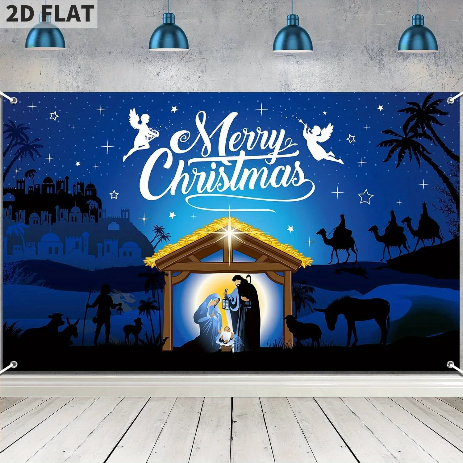 

Christmas Nativity Backdrop Decoration, Merry Christmas Outdoor Religious Nativity Scene Banner, Holy Night Photo Booth Xmas