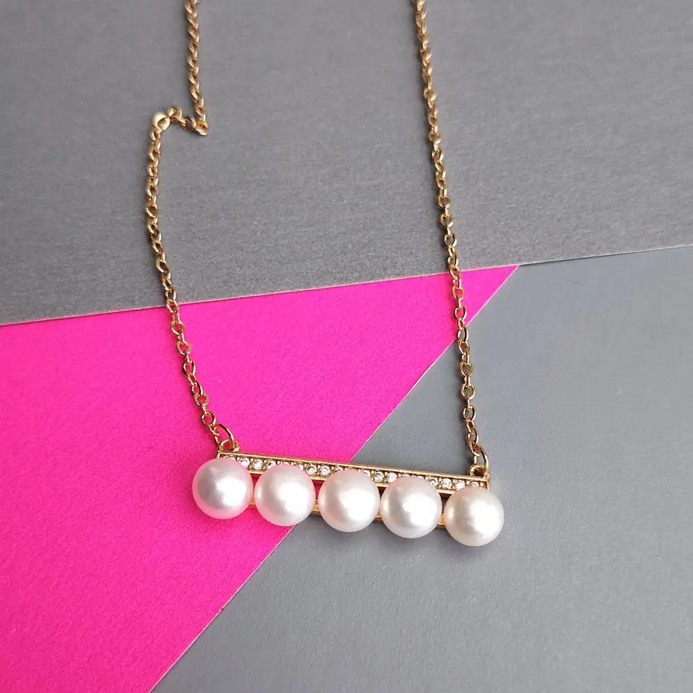 

Y·YING Cultured White Pearl Chain Necklace Short Charm Collar New Fashion Pendant Necklace Jewelry