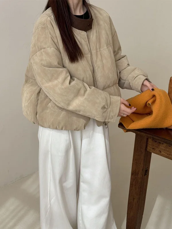 

Faionable Stand Collar Color Blo Thiened Cotton Jaet Women's Winter New Sle Korean Version All-Match Commuting Coat