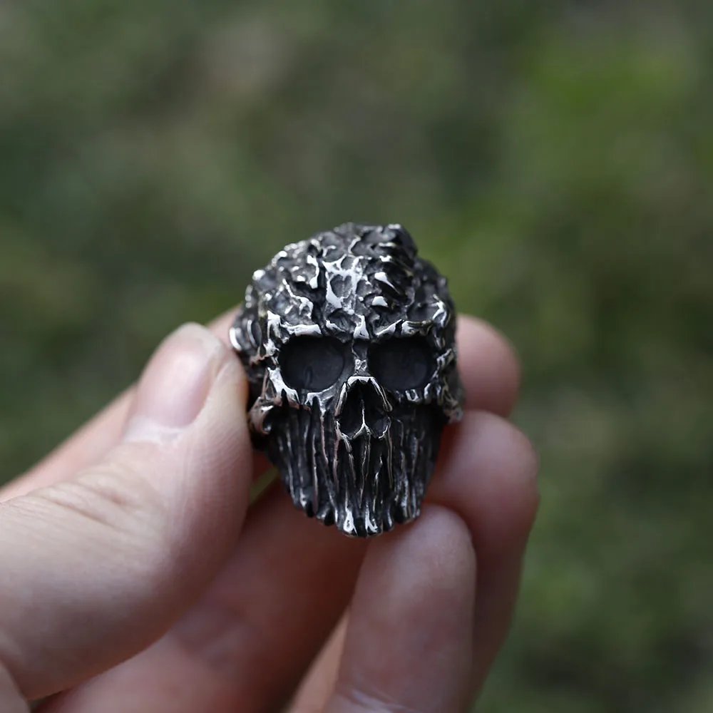 2025 NEW Gothic Punk Satanic Devil Skull Ring Vintage Steampunk Men's Stainless Steel Ring Hiphop Motorcycle Rock Biker Jewelry