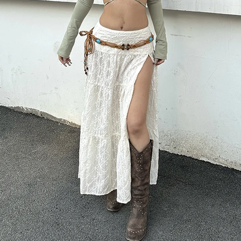 

Длинная юбка средней длины с высоким разрезом, утягивающая юбка, школьная форма для девочек, модные сексуальные женские длинные юбки